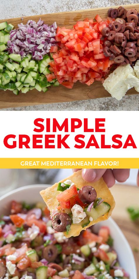 Greek Salsa, Mediterranean Recipes Healthy, Sweet Appetizer, Greek Appetizers, Mediterranean Diet Recipes Dinners, Salsa Guacamole, Easy Mediterranean Diet Recipes, Mediterranean Diet Recipes, Party Food Appetizers