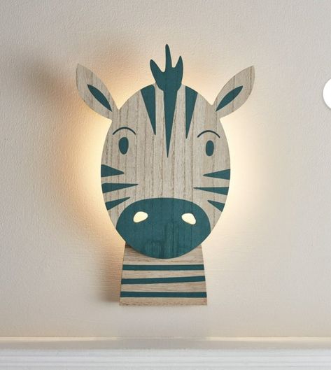 Zebra Wall, Neutral Blue, Childrens Lighting, Wooden Elephant, Indoor Wall Lights, Safari Style, Baby Nursery Decor, White Led Lights, Aaa Batteries