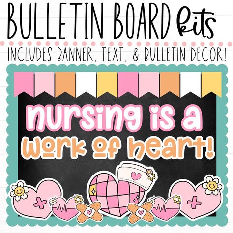 BULLETIN BOARD KIT- Nursing is a Work of Heart | Classroom Décor | Bulletin Board | School Nurse Display | Instant Download Nurse Office Decor, School Nurse Office Decorations, Nurse Bulletin Board, Nurse Decor, School Nurse Office, Nurses Station, School Health, Homeschool Decor, Nurse Office