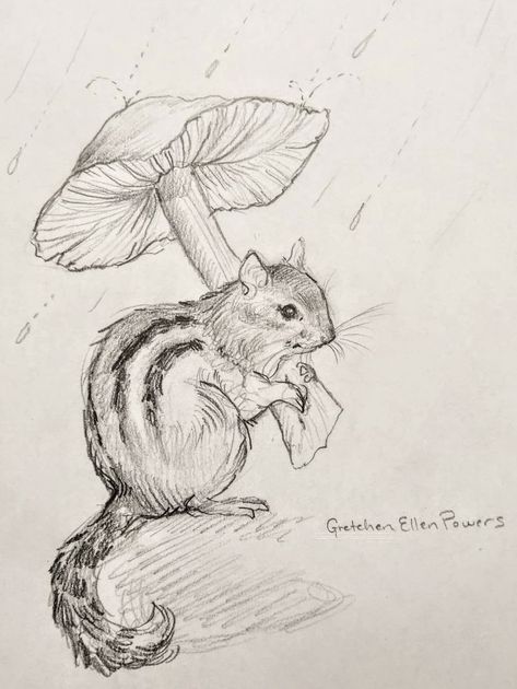 Fantasy Pencil Sketch, Forest Animal Sketches, Cottage Core Drawing Ideas, Forest Drawing Pencil, Simple Animal Sketches, Forest Doodles, Drawing Ideas Nature, Color Pencil Illustration, Nature Sketch