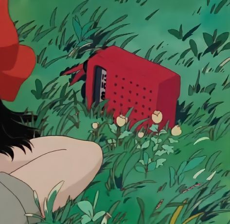 Ghibli Spotify Cover, Ghibli Playlist Cover, Kiki's Delivery Service Radio, Red Studio Ghibli, Kiki Icons, Aesthetic Anime Scenery, Ghibli Widget, Pfp Aesthetic Anime, Icon Pfp Aesthetic