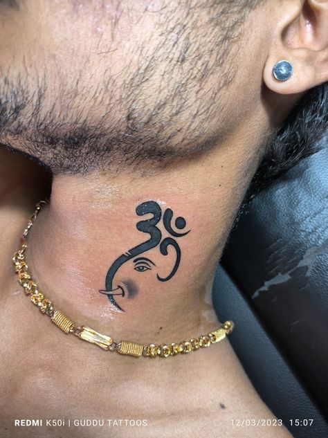 Ganesha tattoo designs Ganpati Tattoo On Neck, Ganesha Tattoo Design For Men, Ganpati Tattoo, Bali Photoshoot, Ohm Tattoo, Bird Silhouette Tattoos, Tattoo On Neck, Band Tattoos For Men, Ganesh Tattoo