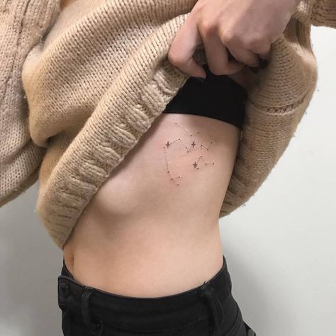 Sagittarius Constellation Tattoo, Rib Tattoos For Women, Sagittarius Tattoo, Sagittarius Constellation, Underboob Tattoo, Constellation Tattoo, Constellation Tattoos, Rib Tattoo, Little Tattoos