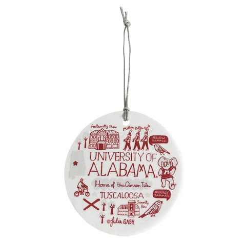 Julia Gash Alabama Ceramic Circle Ornament (SKU 13273651100) Rammer Jammer, Circle Ornament, University Of Alabama, Ceramic Christmas, Alabama Crimson, Alabama Crimson Tide, Crimson Tide, Fraternity, Holiday Ornaments