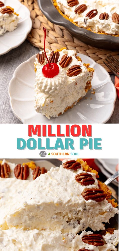 Million Dollar Pie Millionaire Pie Recipe, Fried Pies Recipe, Million Dollar Pie, Easy Pies, Graham Cracker Pie Crust, Cracker Pie Crust, Graham Cracker Pie, Homemade Pound Cake, Cracker Pie