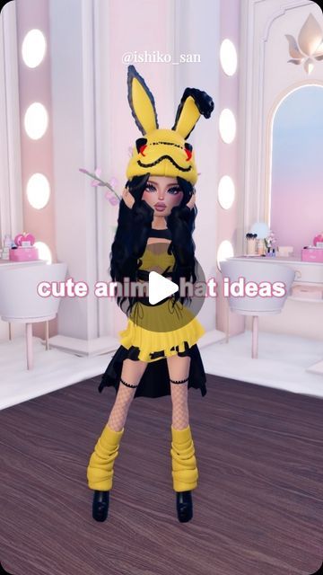 Dti Theme Fitness, Themes For Dress To Impress, Dress To Impress Animals Theme, Animal Dress To Impress, Dress To Impress Animals, Pikachu Dress, Outfit Hacks, Bunny Dress, Sans Cute