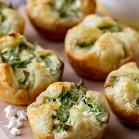 Spinach Puffs Recipe - Lil' Luna Spinach Puffs Recipe, Spinach Cheese Puffs, Cheese Puffs Recipe, Spinach Puff, Puff Pastry Appetizers, Pastry Appetizer, Spinach Feta, Puff Recipe, Cheese Puffs