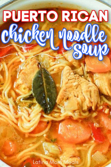 The Best Chicken Noodle Soup, Puerto Rican Chicken, Spanish Soup, Chicken Soup Recipes Homemade, Best Chicken Noodle Soup, Soup With Chicken, Boricua Recipes, Instant Pot Recipes Chicken, Noodle Soup Recipes