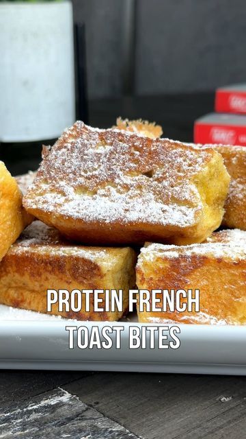 Michael Kory on Instagram: "These French Toast Bites are going to be your new favorite high-protein breakfast.  Each bite is fluffy and delicious with each serving having 25g protein! 🍞💪🔥 💪 Macros per serving:  10g fat, 41g carbs, 25g protein.  Makes 4 servings. 1.  Cut rolls in half using a serrated knife and set aside. 2.  In a shaker bottle, add eggs, egg whites, skim milk, whey protein, sweetener, and cinnamon.  Add lid to bottle and shake to mix. 3.  Pour mix into shallow container and 50g Protein, Protein French Toast, Protein Breakfasts, Balanced Recipes, Sugar Free Chocolate Syrup, French Toast Bites, Cinnamon Desserts, Sugar Free Pudding, French Toast Sticks