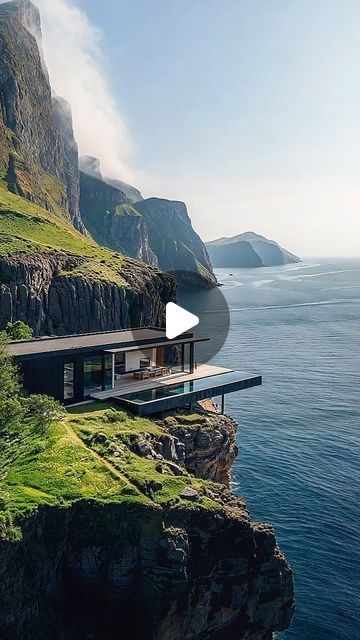 Vojtek Morsztyn on Instagram: "Paradise Found: Villa on the cliffs 
.
.
This stunning villa seamlessly blends with its surroundings, offering breathtaking views of rocky islands and the endless ocean. Designed with expansive glass walls and open spaces, the architecture invites nature in, blurring the lines between indoors and out. The pool mirrors the azure sky, providing the perfect spot for relaxation and reflection.

#villa #homedesign #interior #cliff #luxuryhome #luxurymansion #midjorneyarchitecture #ai #dreamy #view #housebythesea #houseontherock
#minimalisthome" Cliff Villa, Endless Ocean, House By The Sea, Glass Walls, House On The Rock, Paradise Found, Mansions Luxury, Open Spaces, Minimalist Home