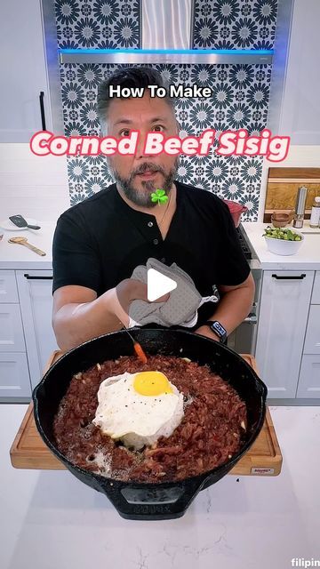 Bobby Guzman on Instagram: "⬇️ Save and Share Recipe ⬇️ Filipinos love canned meat like spam, Vienna sausage, or this canned corned beef. It’s a staple in the kitchen, and we find lots of creative ways to use it in all sorts of dishes. Sisig is a national dish normally made with pork cooked crispy on a hot plate sizzling with tasty spices and seasonings then finished with an over easy egg. This version uses the always ready canned corned beef and is a must-try dish.   1 can corned beef ¼ cup mayonnaise ¼ cup @leekumkeeusa oyster sauce Half onion minced Whole garlic minced Chilis for heat (I used thai chilis) 1 tsp black pepper Over easy egg   Sear in @lodgecastiron pan onion, garlic, and minced chilis Add corn beef, mix until moisture is reduced and corned beef is fairly dry. Add mayo and Filipino Corned Beef, Canned Corned Beef Recipe, Canned Corned Beef, Vienna Sausage, Corn Beef, Over Easy Eggs, Canned Meat, National Dish, Canned Corn