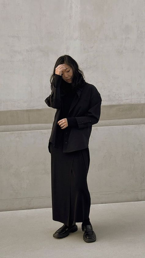 'In classic black, our Perline loafers put the perfect finishing touch on @amee.kim's monochromatic outfit. #CharlesKeithFW21 #ImwithCharlesKeith Product featured: Perline chunky loafers Black Chunky Loafers Outfit, Dress And Loafers Outfit, Black Monochromatic Outfit, Loafers Street Style, Chunky Loafers Outfit, Black Dress Loafers, Penny Loafers Outfit, Black Jumpsuit Outfit, Loafers Outfit