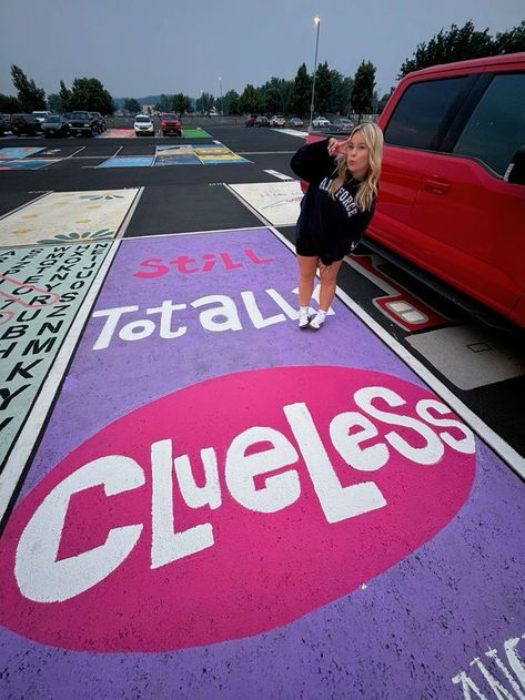 22+ Preppy and Stylish Senior Parking Spot Designs to Try Senior Parking Painting, Barbie Parking Spot Painting, Barbie Senior Parking Spot, Senior Parking Lot Ideas, Parking Spot Ideas High School, Senior Tile Ideas Art, Pink Senior Parking Spots, Parking Spot Designs, Senior Parking Spot Ideas Funny