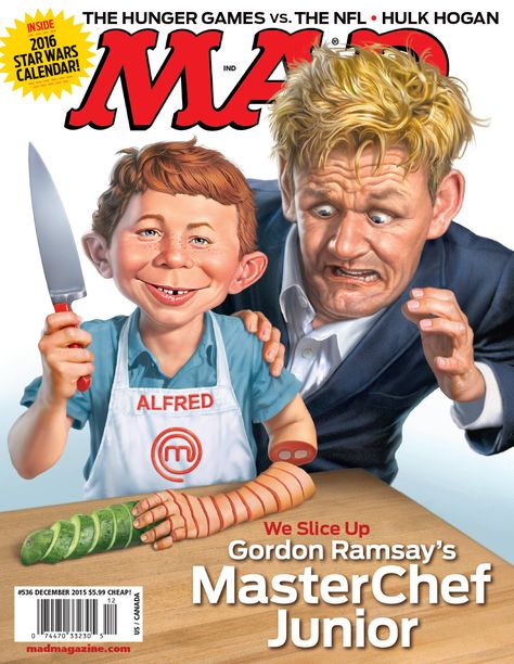 mad magazine mad's masterchef junior cover gordon ramsay mark fredrickson fox reality tv Beavis Y Butthead, Alfred E Neuman, Masterchef Junior, Mad Tv, Mad Magazine, 2160x3840 Wallpaper, Mad World, Hulk Hogan, Master Chef