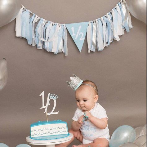 Boy Half Birthday Half Birthday Banner Boy 6 month Birthday | Etsy Half Birthday Baby Boy, 6 Month Baby Picture Ideas Boy, 6 Month Birthday, Happy Half Birthday, Half Birthday Baby, Half Birthday Party, Half Birthday Cakes, 6 Month Baby Picture Ideas, Baby Boy Newborn Photography