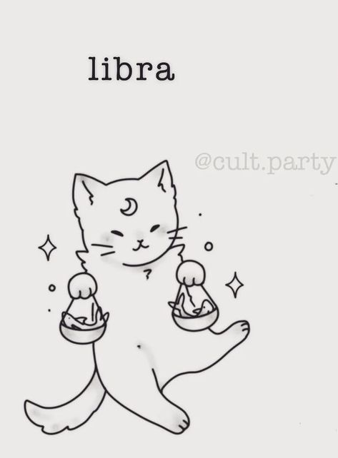 Libra Cat Tattoo, Cat And Stars Tattoo, Libra Drawings, Euphoria Tattoo, Tattoo Gato, Cat Tattoo Simple, Hippie Tattoo, Astrology Tattoo, Cat Tattoo Small