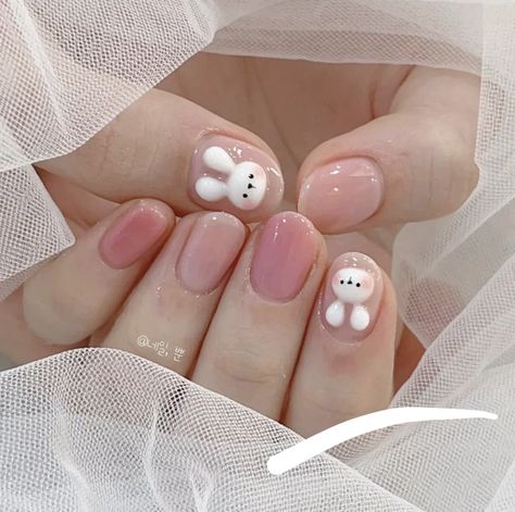 Nail Growth Tips, Pastel Nails Designs, Bunny Nails, Beauty Hacks Nails, Hello Nails, Asian Nails, Short Gel Nails, Cute Simple Nails, Gel Nails Diy