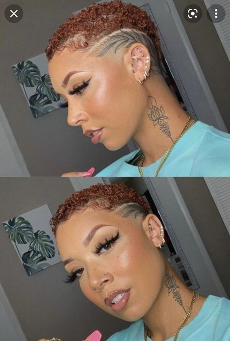 Cute Haircut For Black Women, Womens Low Fade Haircut, Black Women Taper Fade Haircut, Dyed Fade Haircut Black Women, Tapered Haircut Natural Hair Black Women 4c, Womens Natural Fade Haircut, Faded Women Haircut, Fade Hairstyles For Black Women, Black Women Short Haircut Fade Designs