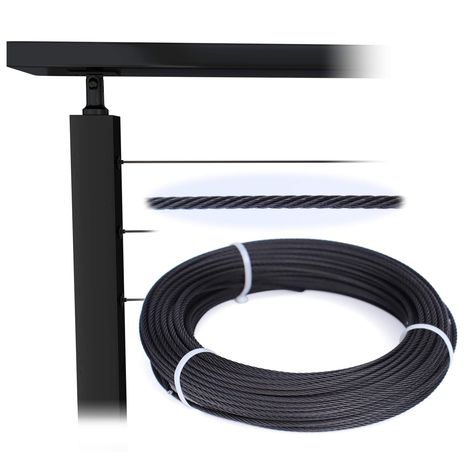 PRICES MAY VARY. Elegant Black - Applied special blackening process, our patented black stainless steel cable helps construct a black railing system that looks modern and meets your personalized needs. Package includes: 200 feet 1/8" black wire rope High Quality and Durability - The black stainless steel cable is made of T316 stainless steel with great strength, durability, and rust resistance. Ideal for indoor and outdoor applications except for coastal applications Great Flexibility - The 7 x Diy Balustrade, Deck Fencing, Wire Railing, Deck Railing Diy, Exterior Railing, Black Railing, Cable Railing Deck, Deck Diy, Cable Railing Systems