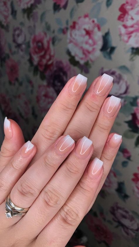 Baby boomer nails Baby Boom Ombre Nails, Baby Bomernails Color, Baby Bomernails, Baby Boom Nails Acrylic, Short Baby Boomer Nails, Baby Boom Nails, Square Nails Short, Baby Boomer Nails, Baby Boomers Nails