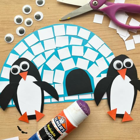 Instagram Penguin Crafts For Toddlers, Penguin Crafts Preschool, Winter Animals Preschool, Igloo Craft, Winter Paper Crafts, Arctic Animals Crafts, Winter Crafts Preschool, Crafts Winter, Winter Activities Preschool