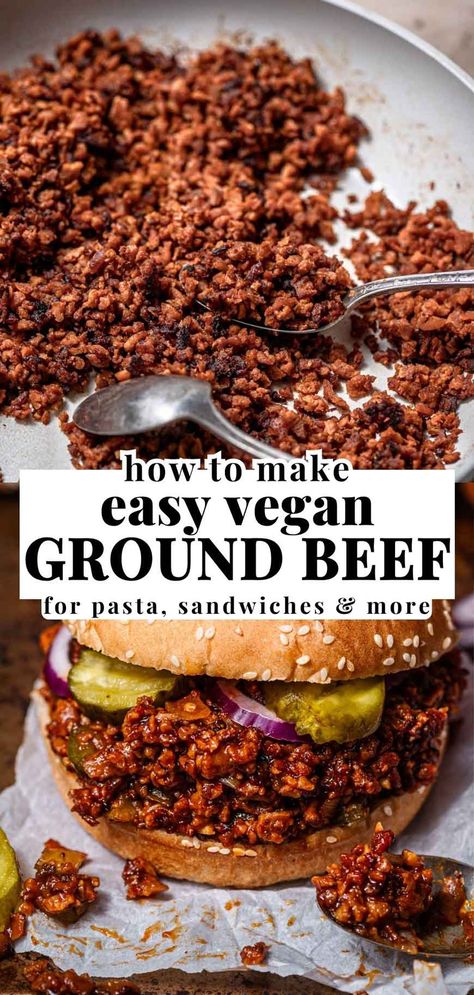 Vegan Ground Beef Recipes, High Vegan Protein, Tvp Recipes, Seitan Recipe, Resep Vegan, Vegan Meat Recipe, Vegan Ground Beef, Vegan Meatloaf, Seitan Recipes