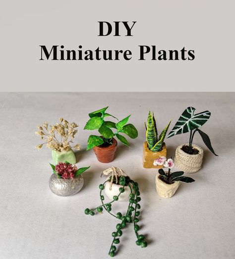 Miniature Paper Plants Diy, Miniature Paper Plants, Dollhouse Plants Diy, Doll House Plant Stand, Miniature Plants Diy Doll Houses, Clay Plant Pots, Greenleaf Orchid Dollhouse, Pothos Plant, Tiny Plants