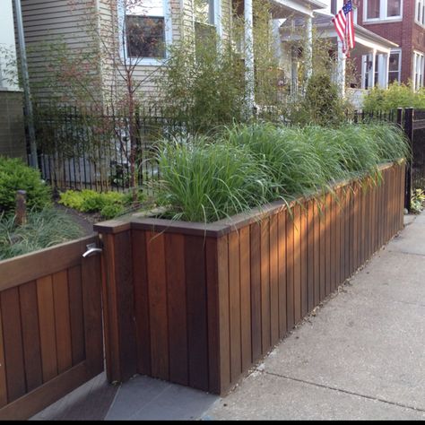 Planter divider from our neighborhood Planters As Fence, Planter Box Divider Wall, Planter Divider Outdoor, Garden Divider Ideas, Planter Divider, Garden Divider, Front Yard Planters, Neighborhood Garden, Planter Balcony