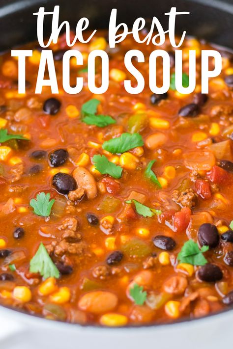 Black Bean And Corn Soup Recipe, Recipes With Black Beans And Corn, Taco In A Bowl, Best Taco Soup Recipe, Best Taco Soup, Recipe With Beans, Pinto Bean Soup, Taco Soup Recipe Easy, Pinto Bean Recipes