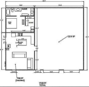 Metal Garages With Living Quarters, Small Barndo With Shop, Pole Shed With Living Quarters, Shop With 1 Bedroom Living Quarters, 30x30 Shop Plans, Shop With Temporary Living Quarters, 30x50 Shop With Living Quarters, Shops With Living Quarters Plans, Adding Living Quarters To A Shop