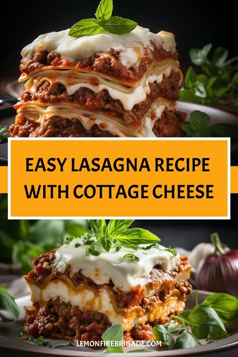 Make Italian cuisine a breeze with this easy lasagna recipe featuring creamy cottage cheese. Homemade Lasagna Recipe With Cottage Cheese, Easy Lasagna With Cottage Cheese, Best Lasagna Recipe With Cottage Cheese, Lasagna With Cottage Cheese Easy, Lasagna Recipe With Oven Ready Noodles, Lasagna Recipe Cottage Cheese, Lasagna Recipe With Cottage Cheese, Cottage Cheese Lasagna, Recipe With Cottage Cheese