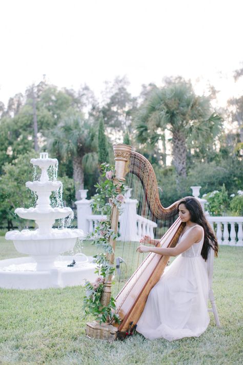 Lavender And Blush Wedding, Wedding Harpist, Regency Wedding, Blush Wedding Inspiration, Music Themed Wedding, Romantic Garden Wedding, Garden Wedding Inspiration, Ceremony Dresses, Romantic Garden