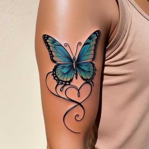 20 Stunning Butterfly Tattoo [Designs You’ll Love] Medium Butterfly Tattoos For Women, Butterfly Tattoo In Memory Of Mom, Butterfly And Heart Tattoo Ideas, Butterfly On Vine Tattoo, Half Sleeve Tattoos For Women Upper Arm Roses And Butterflies, Multiple Butterfly Tattoo Designs, Butterfly Tattoo Forearm For Women, Cute Cover Up Tattoos For Women, Pet Tattoo Ideas