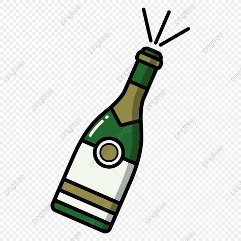 Cartoon Champagne Bottle, Champagne Doodle, Black Champagne Bottle, Rose Outline Drawing, Champagne Clipart, Tutu Fashion, Bottle Icon, Rose Outline, Bottle Drawing