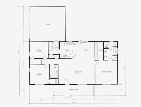 1500 Sq Ft Barndominium Floor Plans, 3 Bedroom Home Floor Plans, 1200 Sq Ft House, 1500 Sq Ft House, 3 Bedroom Floor Plan, Houston Houses, Plan Floor, Basement Floor Plans, House Plans 3 Bedroom