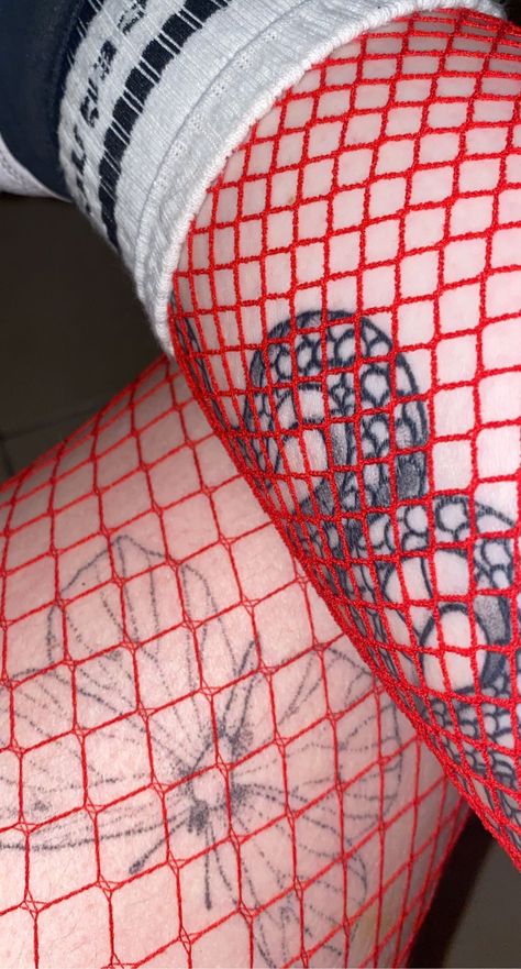 Fishnet Aesthetic Grunge, Colored Fishnets, Fishnet Aesthetic, Red Fishnets, Cargo Net, Red Style, Tattoo Ink, Aesthetic Grunge, Funky Art