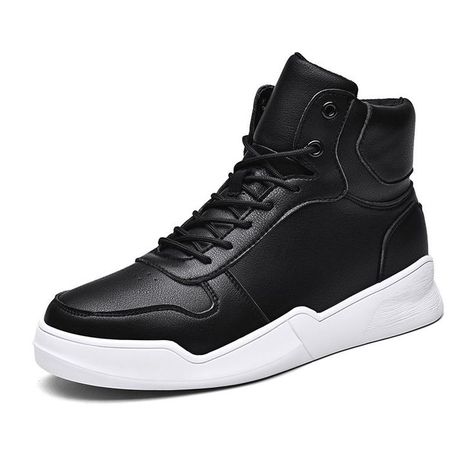 Men's High Top Sneakers Leather Breathable Fashion Casual Shoes for Men/Boys (6 M US,Black High Ankle Sneakers, Black High Top Sneakers, Ankle Sneakers, Men's High Top Sneakers, Casual Shoes For Men, Cosplay Armor, Shoes Trendy, Ankle Shoes, Power Dressing