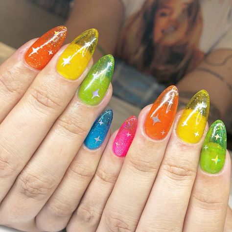 Rainbow glitter jellies 🤯 with @apresnailofficial Gel-X Extensions (Inspo @nailsbymei) Aesthetic Image, Rainbow Nail Art, Really Cute Nails, Nails For Kids, Jelly Nails, Nail Swag, Rainbow Nails, Dream Nails, Nail Designs Spring