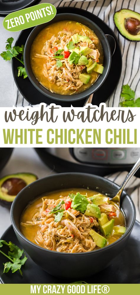 This WW White Chicken Chili is a seriously delicious zero points recipe that you are going to love! This is an easy Weight Watchers 0 point dinner! February Dinners, Weight Watchers Chicken Chili, Weight Watchers White Chicken Chili, Healthy White Chicken Chili, Chili White Chicken, Chicken Chili White, Creamy Chili, Chili White, Weight Watchers Food Points