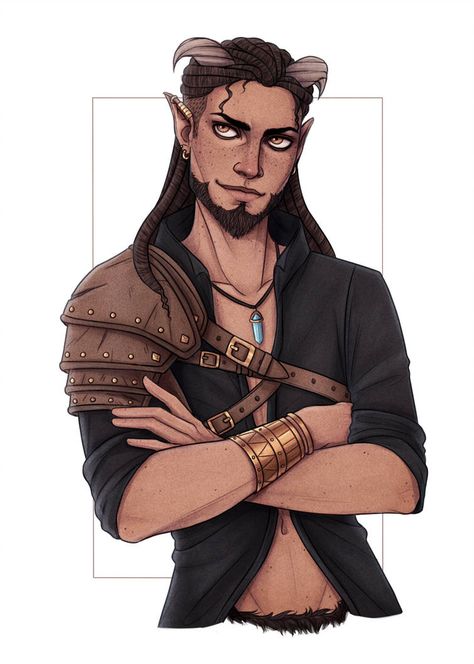 Satyr Bard Male, Satyr Rogue, Warlock Tiefling, Satyr Dnd, Satyr Oc, Roleplay Characters, Fantasy Races, Character Design Male, Fantasy Rpg