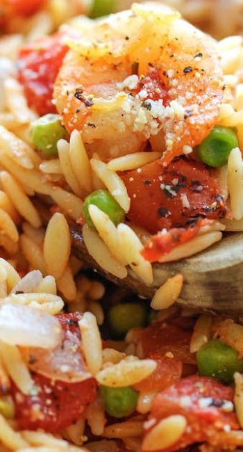 One Pot Lemon Orzo Shrimp Seafood Rissoto, Shrimp And Orzo Recipes, Shrimp And Peas, Orzo Shrimp, Langostino Recipes, Lemon Orzo, Orzo Recipes, One Pot Meal, Easy One Pot Meals