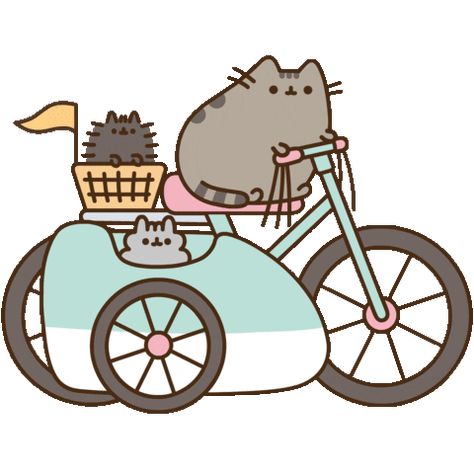 Pusheen Comics, Cat Riding A Bike, Pusheen Stormy, Pusheen Toys, Pusheen Stickers, Cat Riding, Soft Kitty Warm Kitty, Pusheen Cute, Gatto Carino