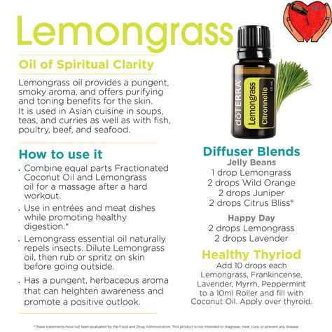 Lemongrass is great for more than just muscle support.  New members, click this link to create your account and place your order: https://rpb.li/BwWLKc  Questions? Message me. #doTERRA #pure&natural #selfcare #empowered #essentialoils #essentiallife #wellness #May #fitnessandrecovery Mental Clarity Essential Oils, Doterra Lemongrass, Yarrow Essential Oil, Wintergreen Essential Oil, Marjoram Essential Oil, Ocimum Basilicum, Oregano Essential Oil, Mint Essential Oil, Thyme Essential Oil