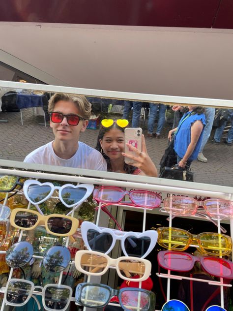 couple photo, pretty boyfriend and girlfriend, heart shaped sunglasses, thrifting, date, insta photo ideas, pinterest inspo Pretty Girlfriend, Dream Dates, Heart Shaped Glasses, Boyfriend And Girlfriend, Cute Date Ideas, Shaped Sunglasses, Heart Shaped Sunglasses, Couple Photo, Insta Photo Ideas