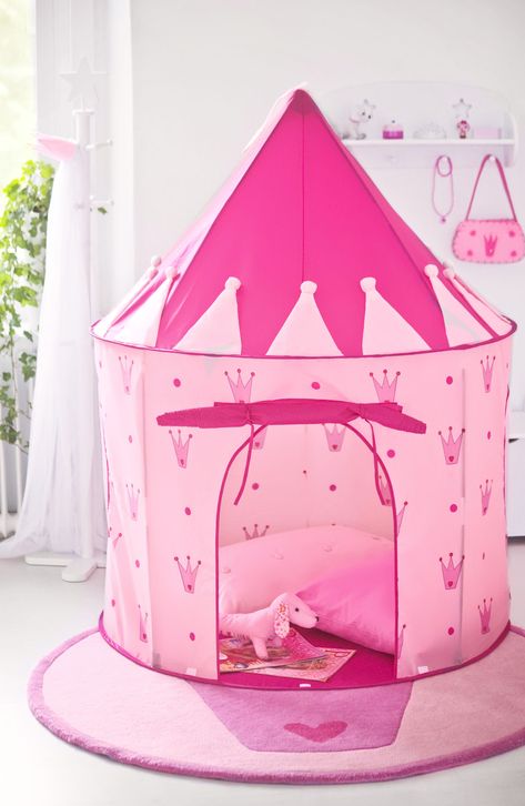 Princess Tent, Childrens Tent, Crown Pattern, Pink Crown, Roll Up Doors, Princess Room, Toddler Rooms, Princess Castle, Pop Up Tent