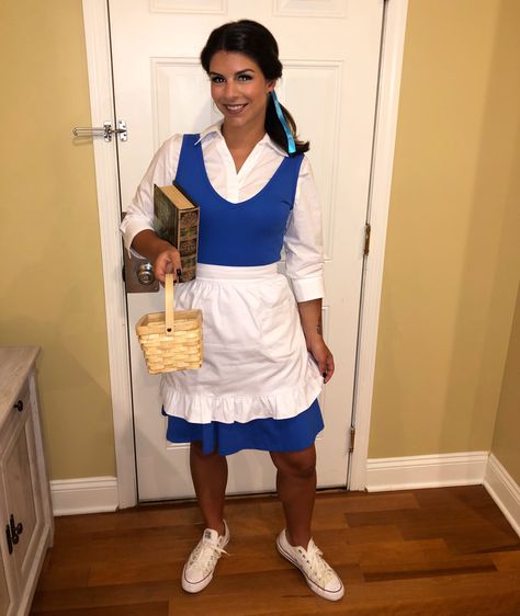 Belle Costume Blue Dress, Mrs Potts Makeup, Diy Belle Costume Women, Diy Belle Costume, Adult Belle Costume, Belle Costume Diy, Belle Halloween Costume, Belle Blue Dress Costume, Adult Costumes Diy