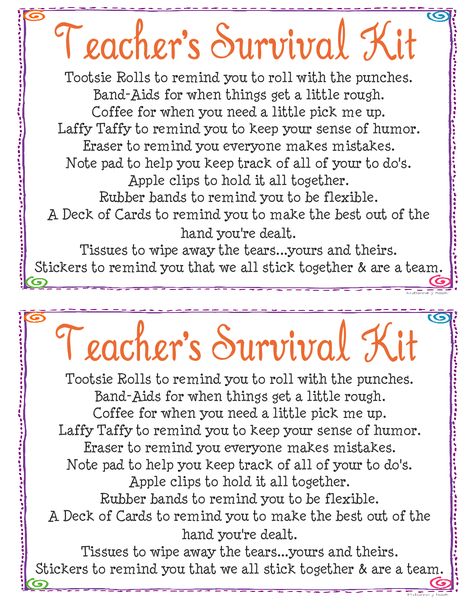 Humorous Survival Kits for Teachers | Teacher's Survival Kit Teacher Survival Kit, Teacher Morale, Survival Kit Gifts, School Survival Kits, Survival Kit For Teachers, Teacher Survival, Survival Supplies, Survival Kits, School Survival