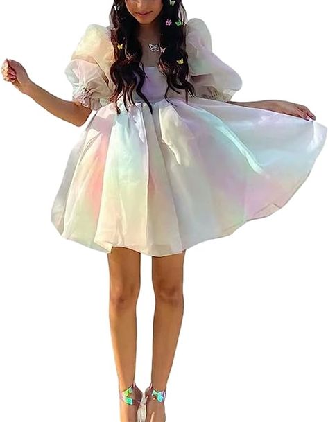 Mini Skirt Party, Puffy Skirt, Tulle Mini Dress, Club Party Dresses, Princess Ball Gowns, Bubble Skirt, Fairy Dress, Prom Dresses With Sleeves, Tie Dye Dress