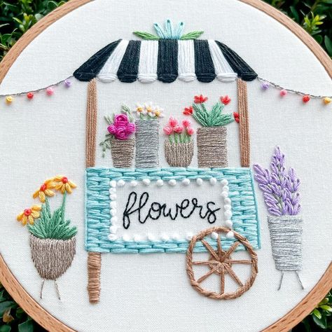 A TON going on lately with both of my jobs (day job and embroidery). Just know I have lots of fun stuff in the works for you guys! 🥰… | Rebekah (Bek) • Embroidery Artist 🌸🪡 (@beksstitches) on Instagram Small Embroidery Designs, Beginning Embroidery, Pdf Embroidery Pattern, Etsy Embroidery, Basic Embroidery, Ideas Embroidery, Diy Broderie, Flower Cart, Tablet Screen