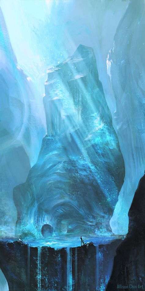 The Monolith by allisonchinart Monolith Concept Art, Concept Art Landscape, Ice Cave, Fantasy Setting, Fantasy Places, Matte Painting, Fantasy Art Landscapes, Fantasy Concept Art, Arte Fantasy